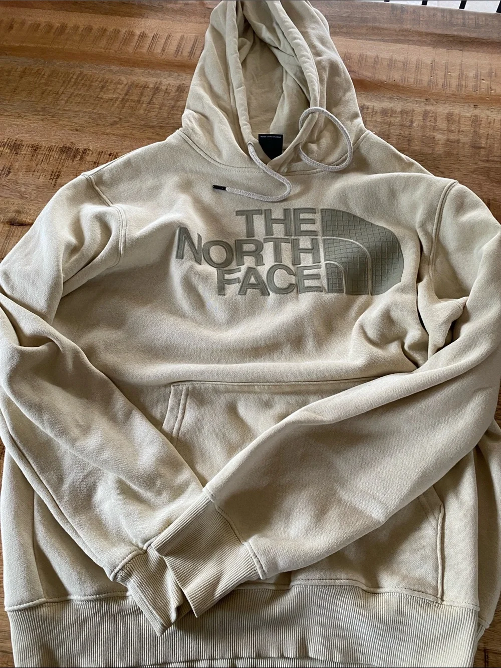 The North Face Men's Hoodie in Light Beige with Tonal Logo
